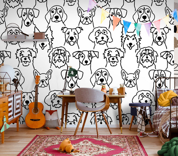 Papier peint Papier peint chiens ludique de graphique