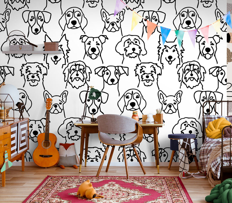 Papier peint Papier peint chiens ludique de graphique