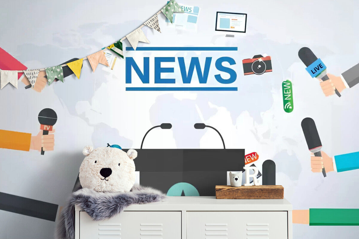 Papier peint Papier peint enfant estrade et journalistes ludique et est