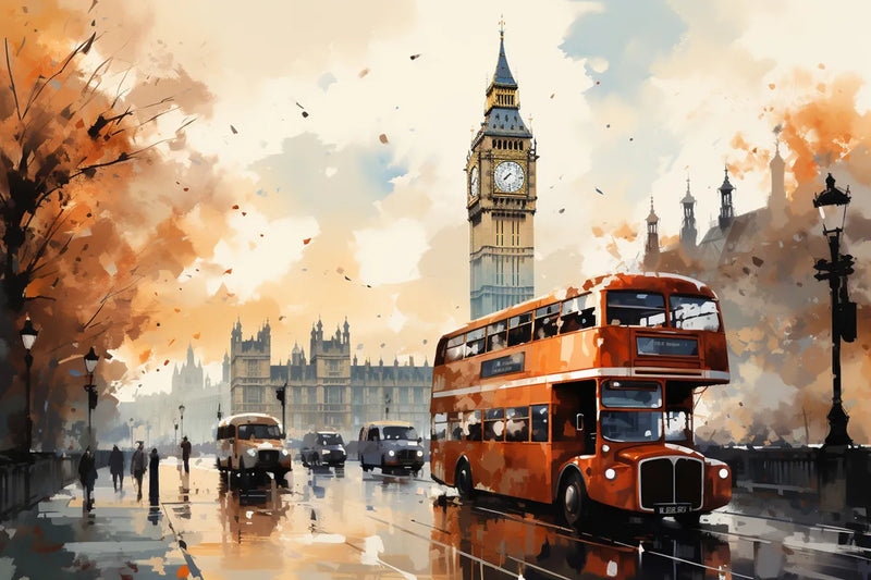 Papier peint panoramique rue de londres et big ben