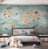 Papier peint Papier peint enfant carte du monde des animaux éducatif et rétro