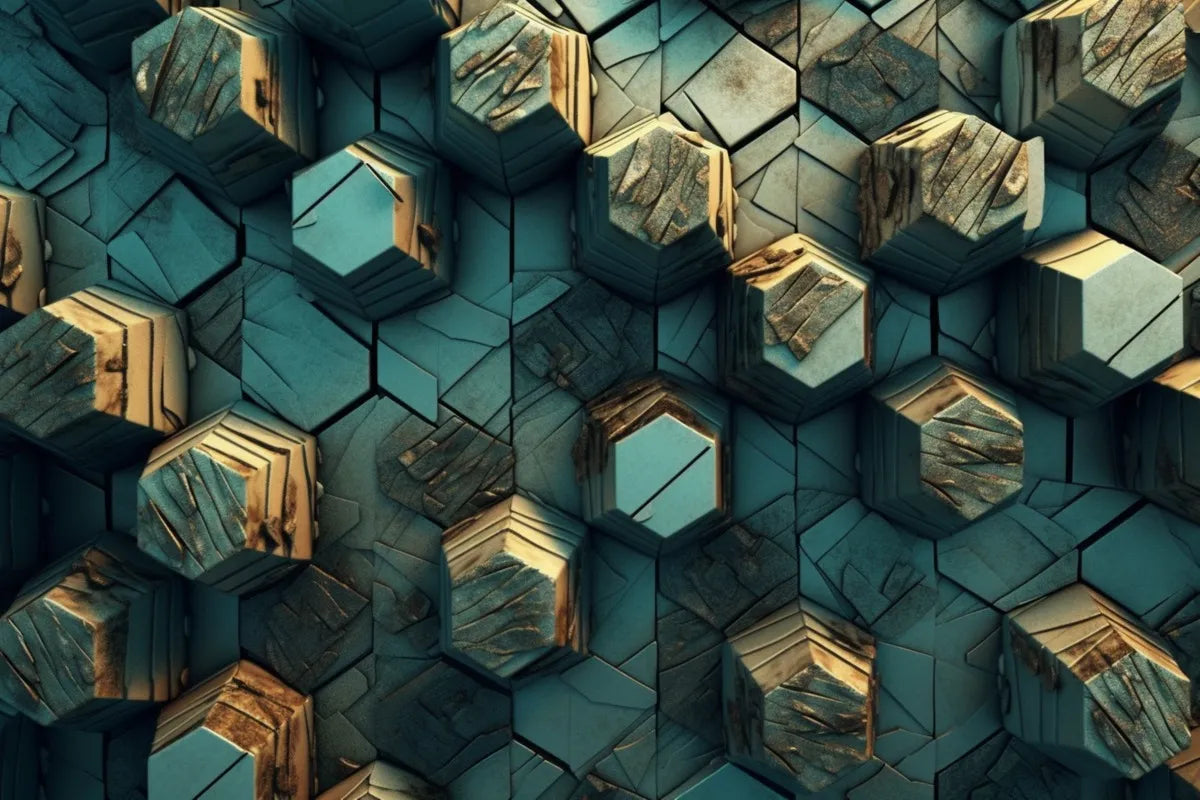 Papier peint 3D hexagone vert