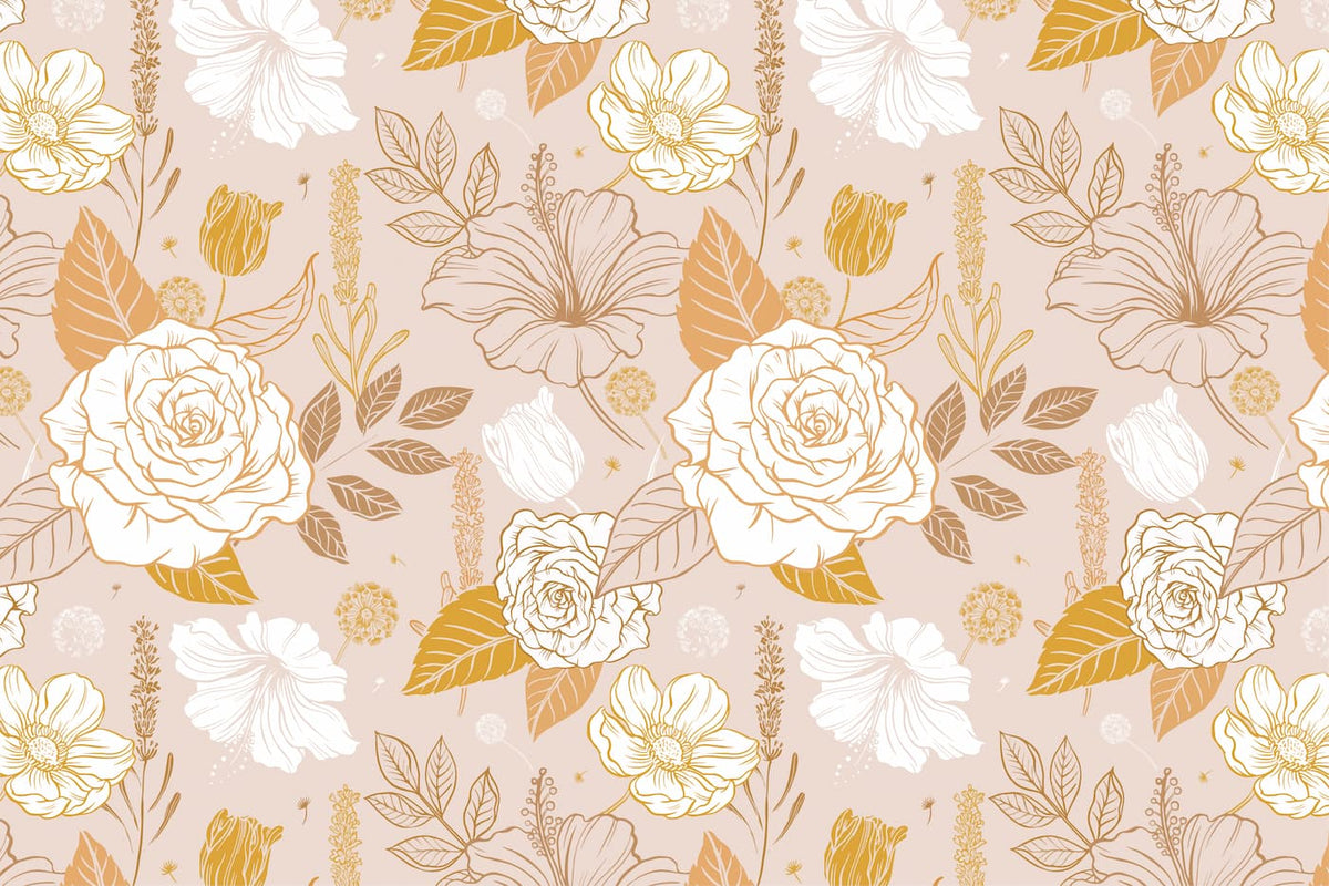 Papier peint floral rétro