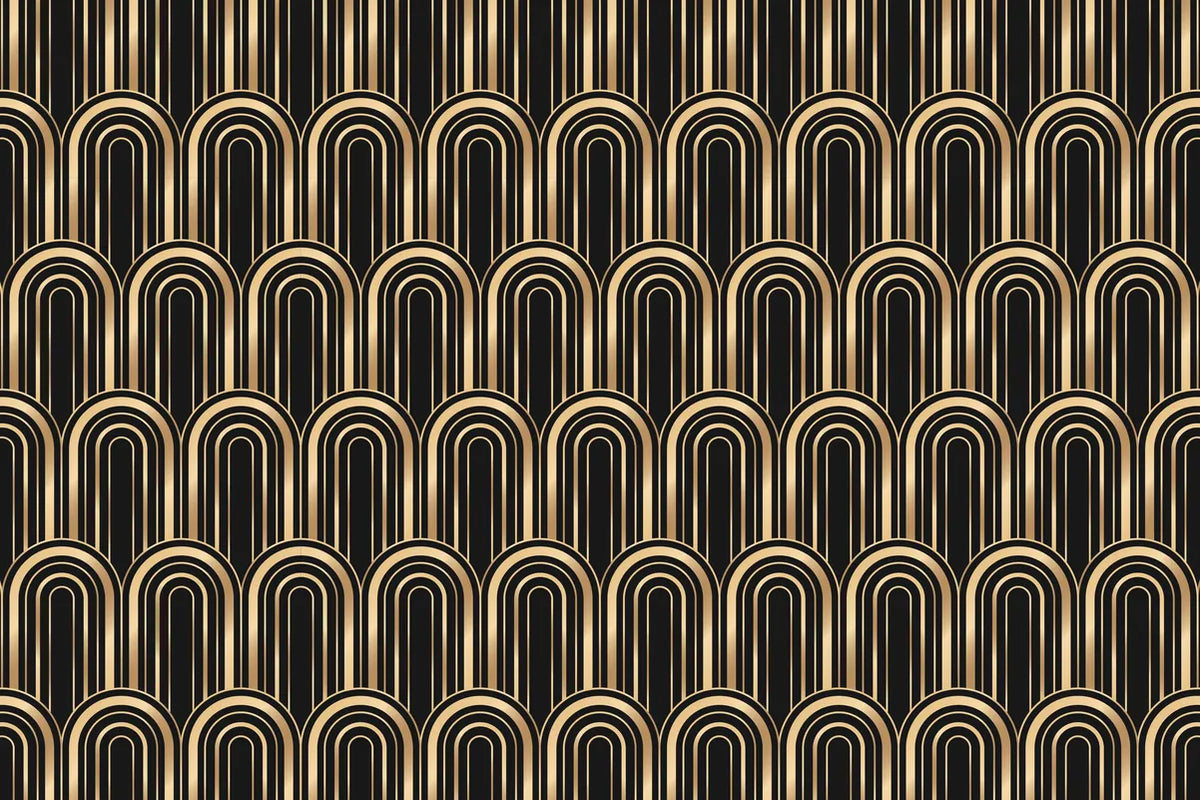 Papier peint motifs géométriques noir et doré
