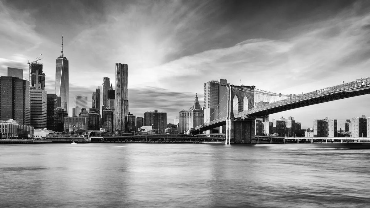 Papier peint panoramique noir et blanc pont de manhattan