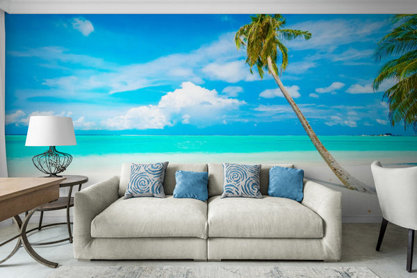 Papier peint Papier peint plage et cocotier offre une vives