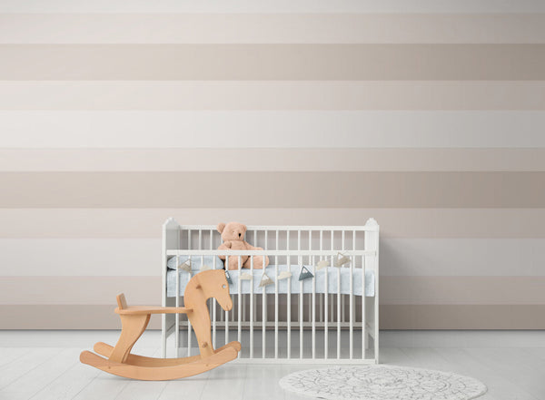 Papier peint Papier peint enfant bande rose et beige de larges épuré