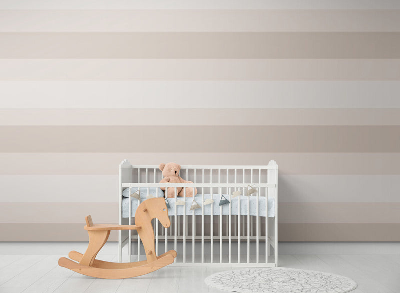Papier peint Papier peint enfant bande rose et beige de larges épuré