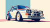 Papier Peint Voiture Rallye Rétro Années 80 Graphique Vintage