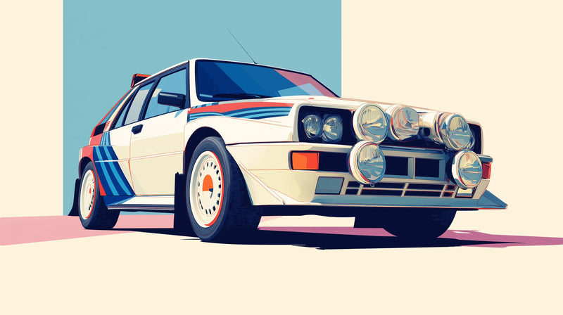 Papier Peint Voiture Rallye Rétro Années 80 Graphique Vintage