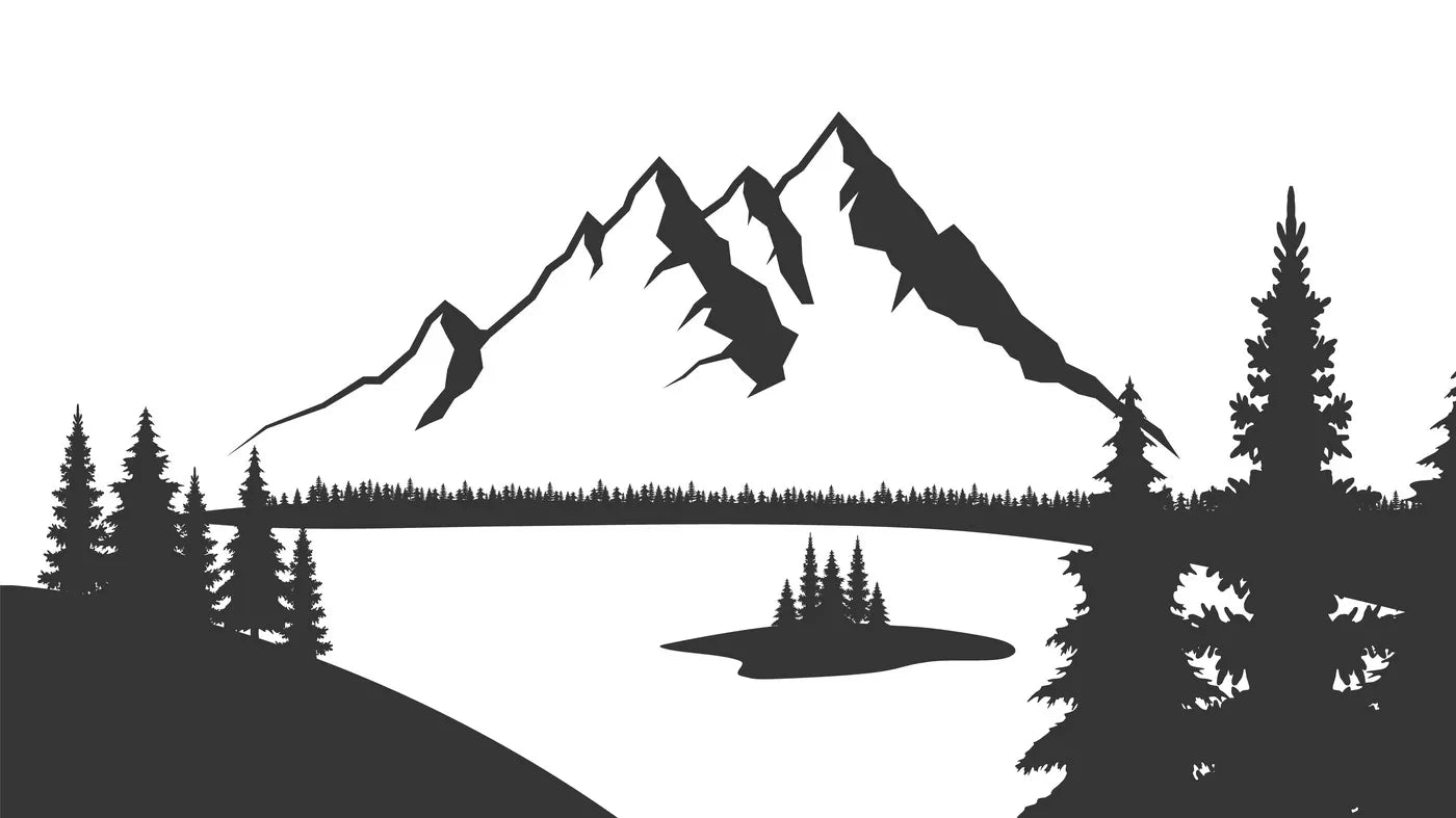 Black and white mountain drawing wallpaper