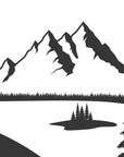 Black and white mountain drawing wallpaper