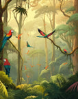 Tropical forest and birds wallpaper