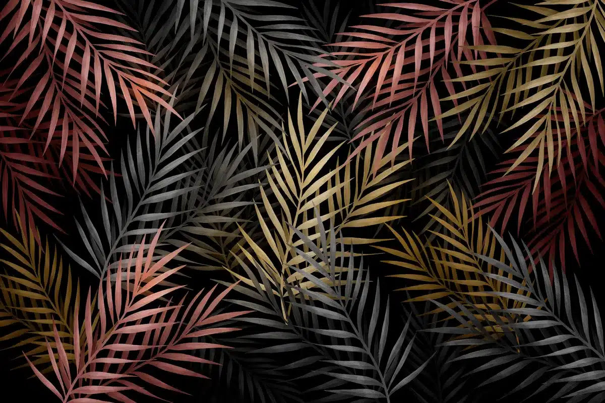 Dark tropical foliage wallpaper