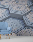 Papier peint 3D hexagones bleu clair