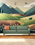Cartoon natural landscape wallpaper