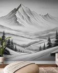 Black and white wallpaper mountain valley