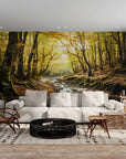 Panoramic yellow forest and river wallpaper
