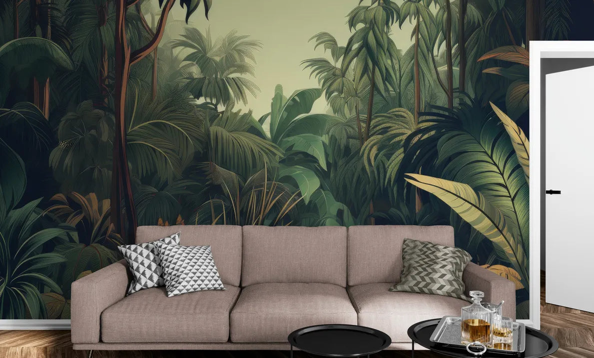 Panoramic dense jungle wallpaper