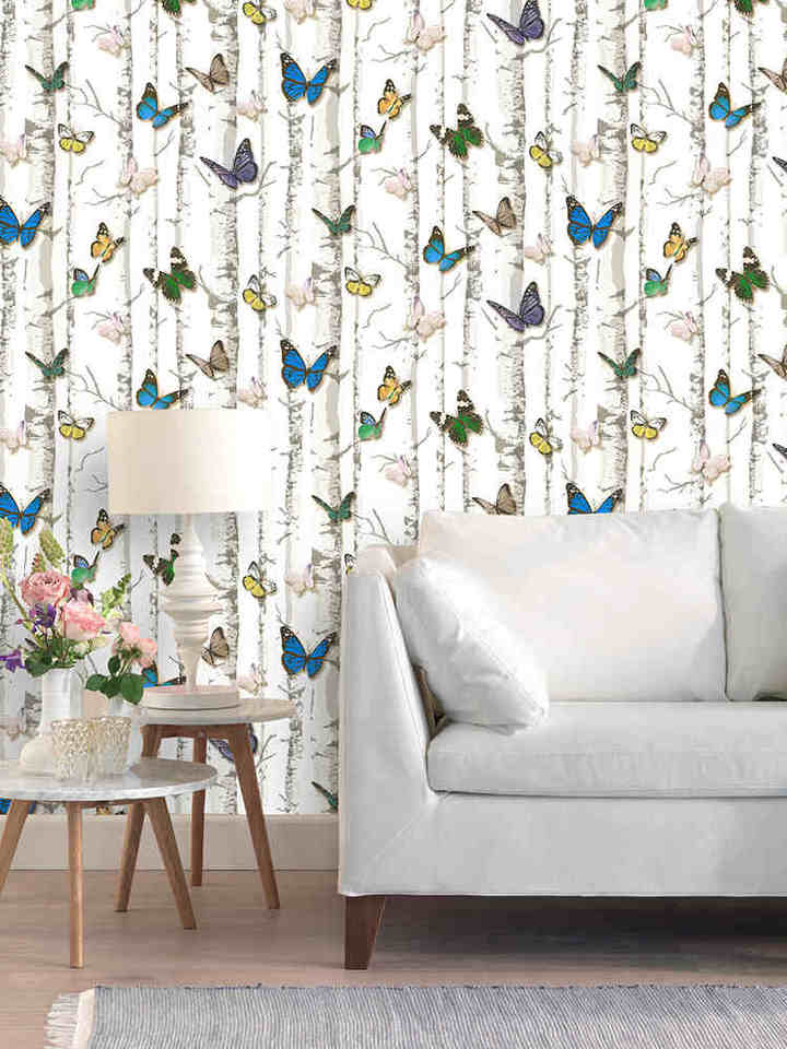 Trees and butterflies wallpaper