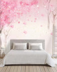 Child's wallpaper with blooming cherry trees