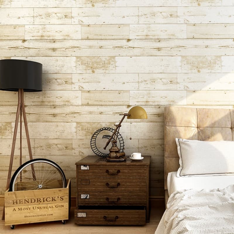 Beige wood planks wallpaper