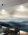 Panoramic blue mountains wallpaper