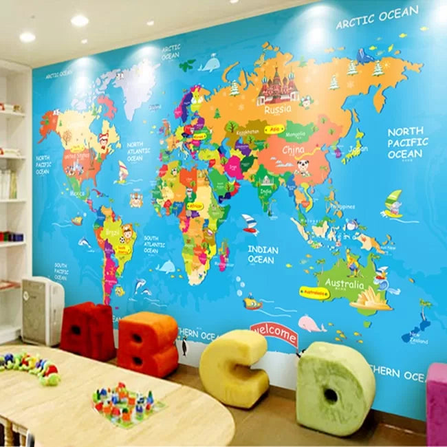 Child&#39;s world map wallpaper