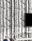 Black and white dense forest wallpaper