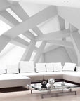 White 3D architectural wallpaper