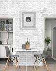 Retro white bricks wallpaper