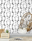 Modern black and white flower wallpaper