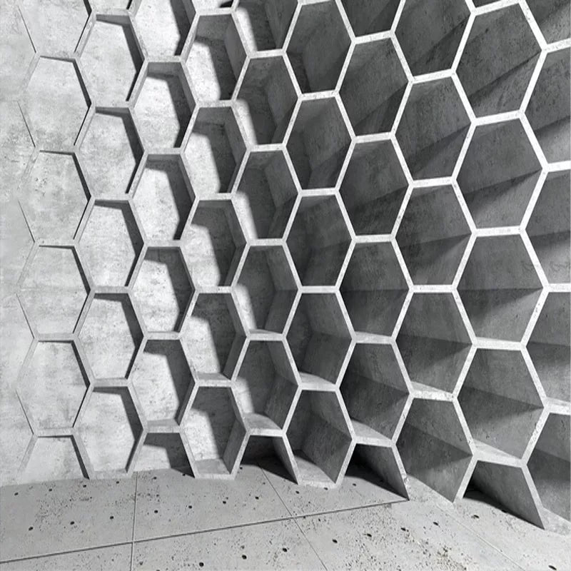 3D gray honeycomb wallpaper