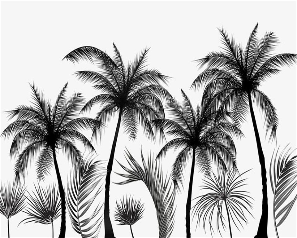 Black and white palm tree wallpaper