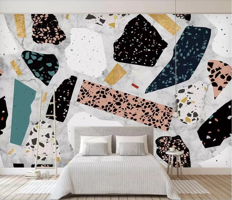 Terrazzo geometric wallpaper