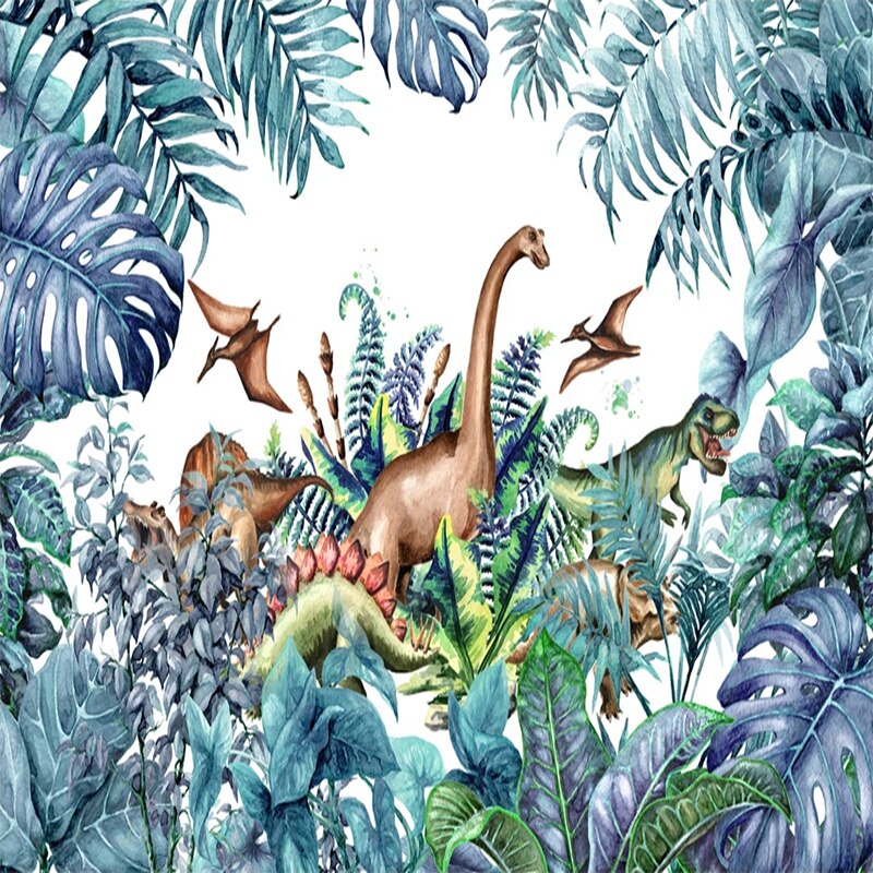 Panoramic dinosaurs landscape wallpaper
