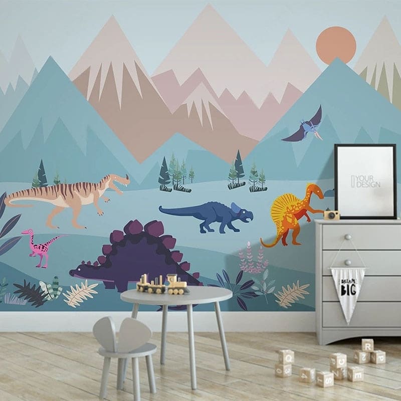 Wallpaper mountains and dinosaurs