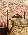 Vintage red flowers wallpaper