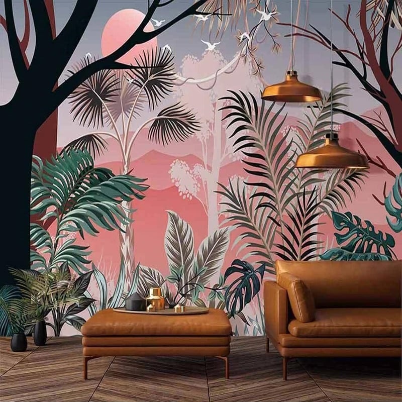 Modern tropical landscape wallpaper