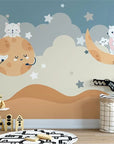 Child's moon and animals wallpaper