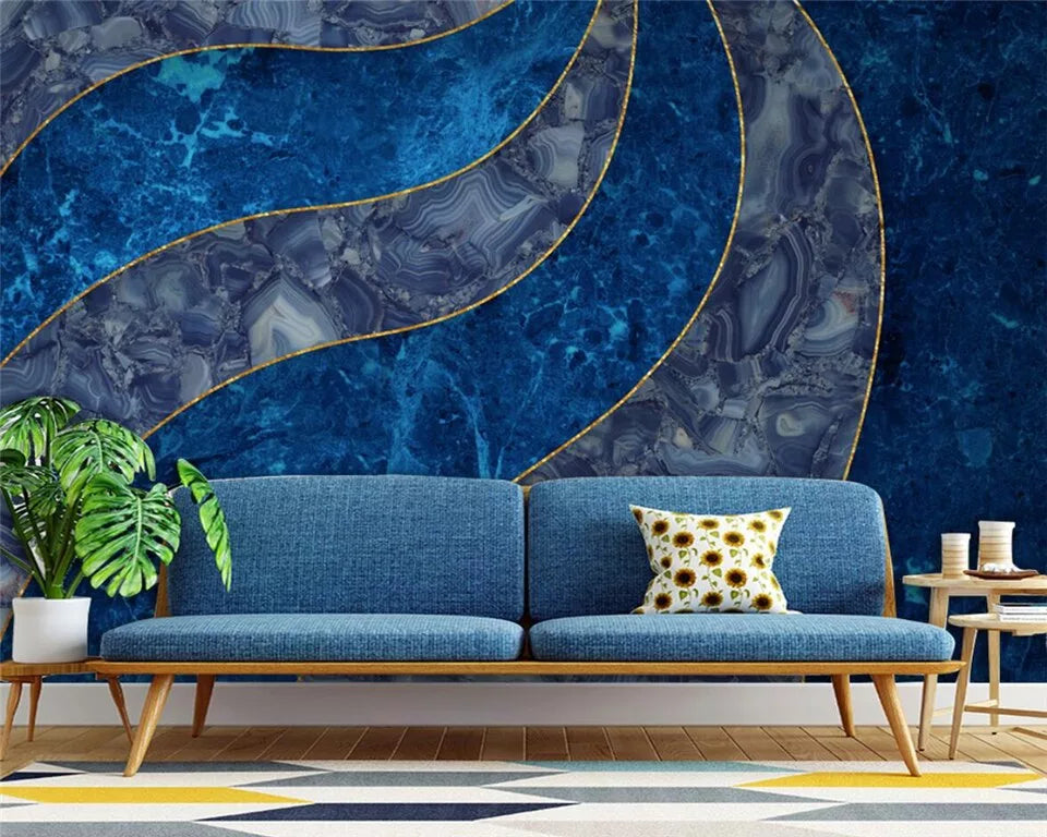 Blue stone geometric wallpaper