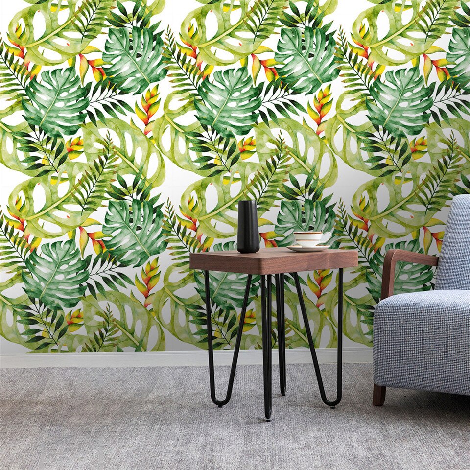 Tropical palm leaf wallpaper