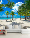 Panoramic beach and palm trees wallpaper