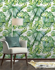 Tropical foliage wallpaper