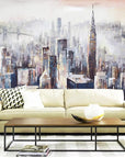 Drawing of New York City buildings from above wallpaper
