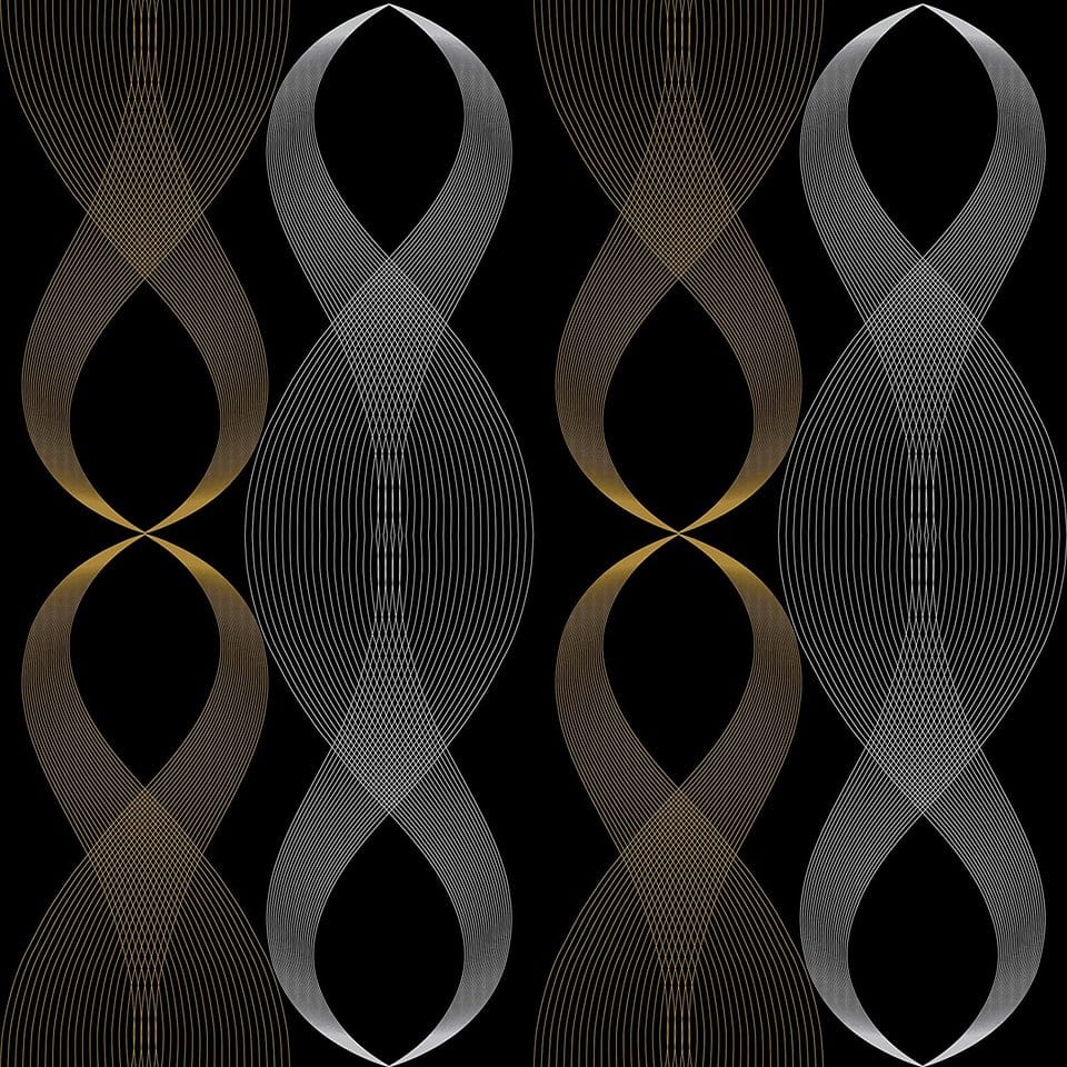 Black and gold geometric shapes wallpaper