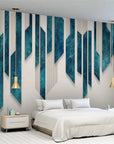 Blue striped 3D geometric wallpaper