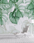 Green tropical leaves wallpaper