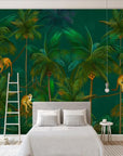Tropical jungle and monkeys wallpaper