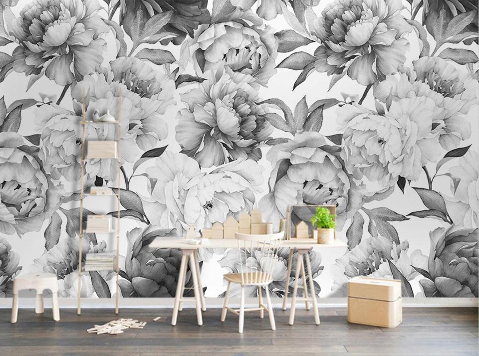 Black and white flower wallpaper